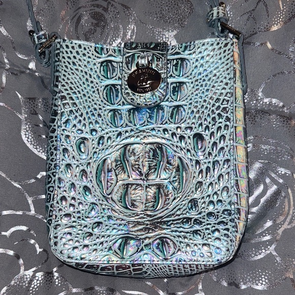 Brahmin Iridescent Blue Crossbody Bag - Picture 1 of 6